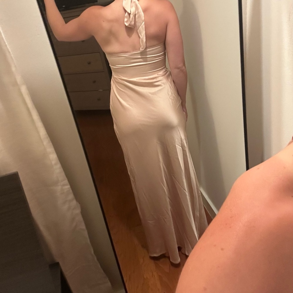 Elegant Cream Halter Dress